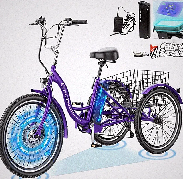 EOYOBIKE Electric Tricycle for Adults 24'' Electric Trike 350W 36V 40Miles Range