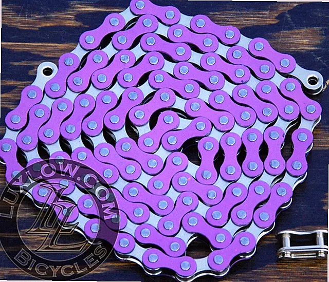 Purple & Silver 2Tone Fixie Bicycle Chain 1/2x1/8" 112L Schwinn Cruiser Bike BMX
