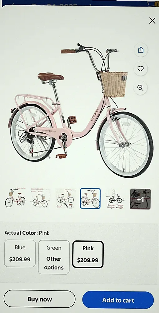 ZUKKA 22" City Bike Pink 7-Speed Steel Frame Basket Adjustable Seat Fenders
